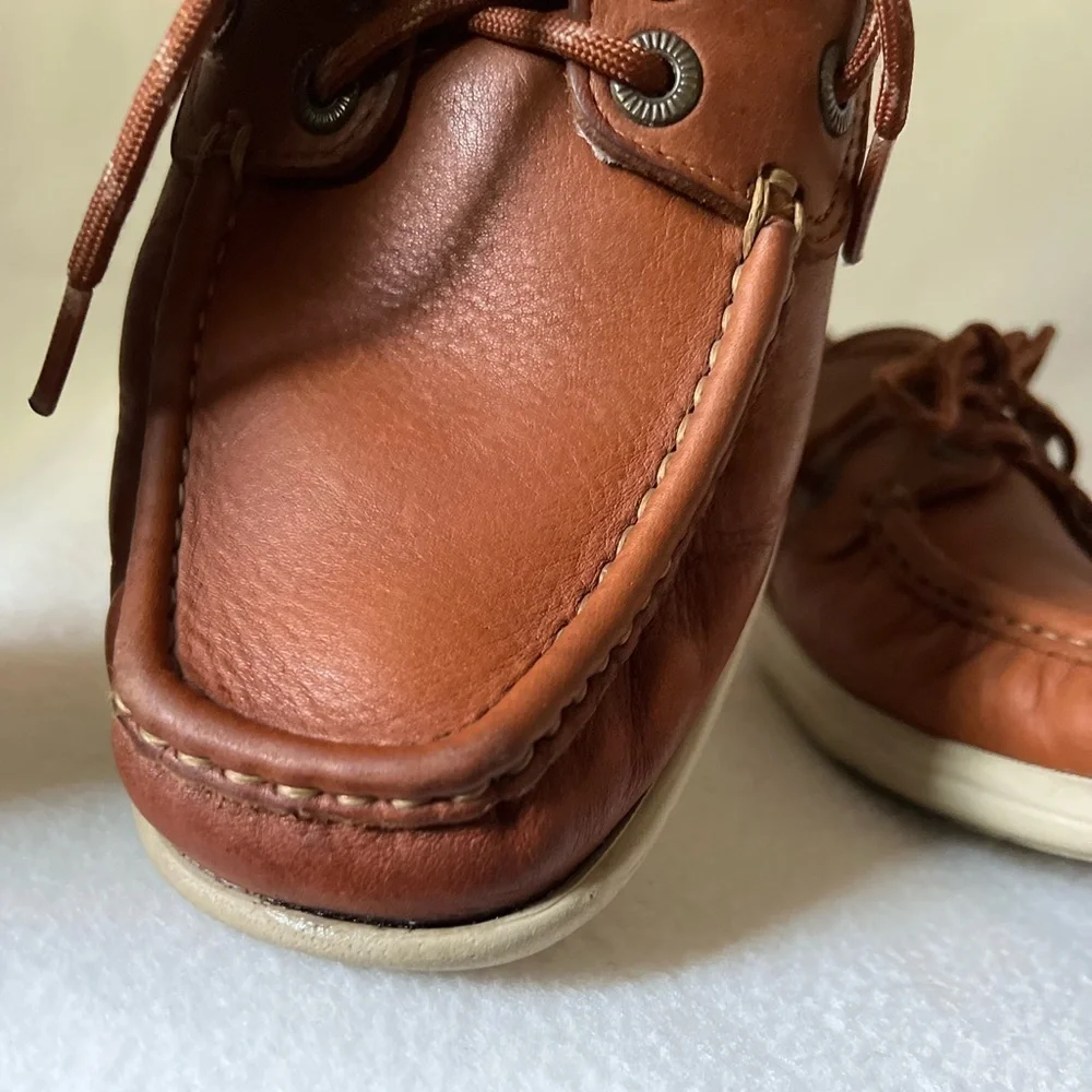SAS Size 9 Men’s Leather Brown Boat Lace Up Shoes